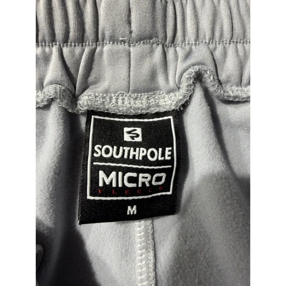 Southpole Micro Fleece Joggers Mens Medium Grey Zipper Pockets Athletic Pants